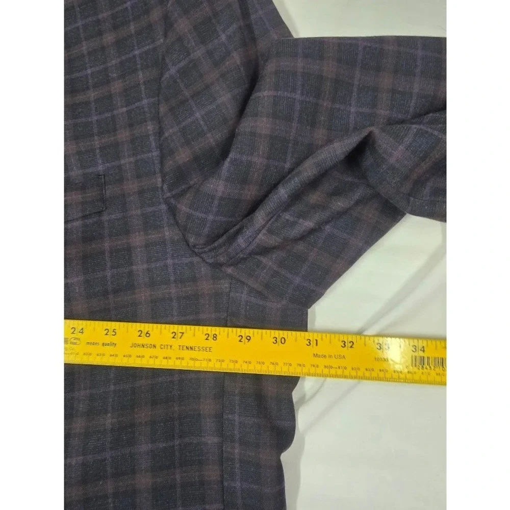 Oak Hill‎ Sport Coat Mens 4XL 58/60 Plum Navy Plaid Paisley Lining Blazer New